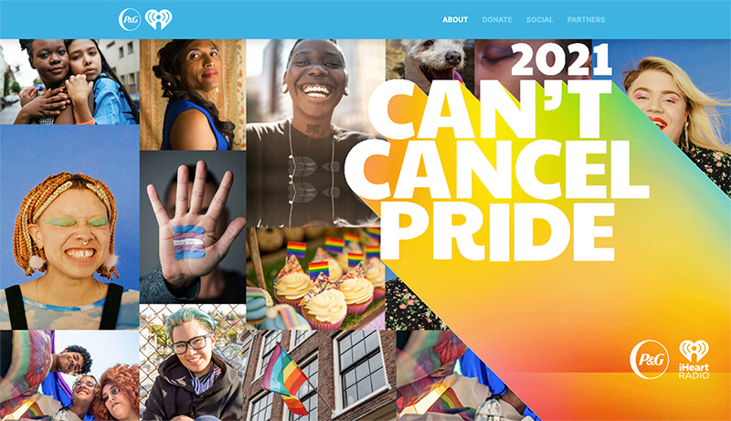 「Can't Cancel Pride: Helping LGBTQ+ People in Need」HPのスクリーンショット